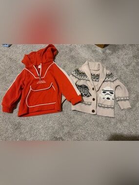 Kids / toddler Star Wars Cardigan sweater And Orange half zip hoodie 2T 3T